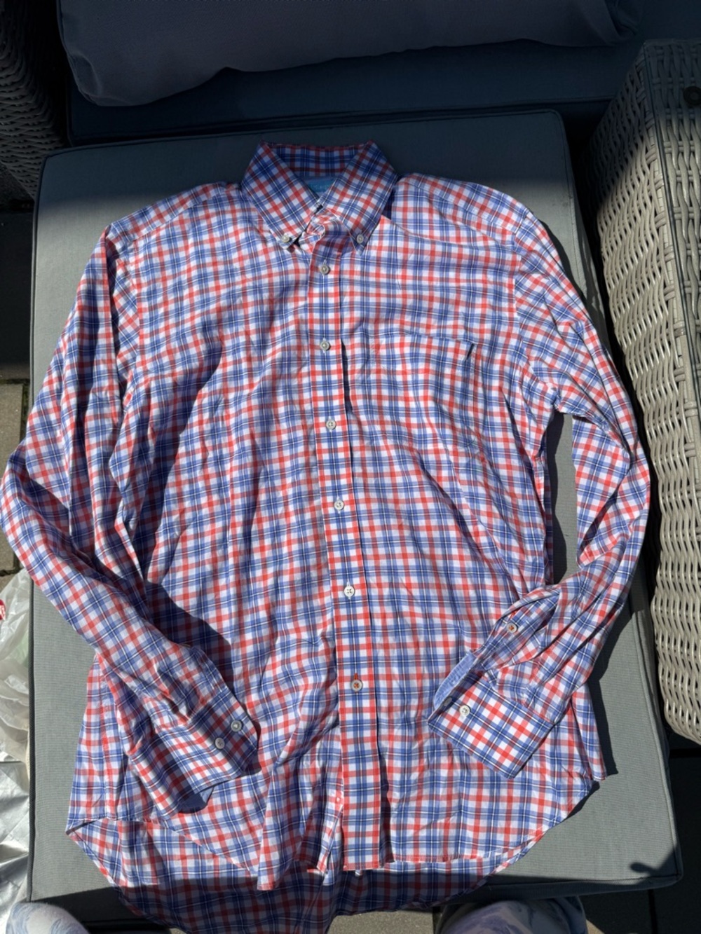 J. McLaughlin small Men's Red & Blue Plaid Button-Down Shirt